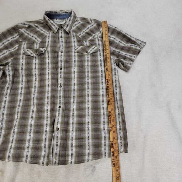Cody James Shirt Mens Size XXL Brown Long Sleeve Pearl Snap Brown Plaid Western - Picture 3 of 16